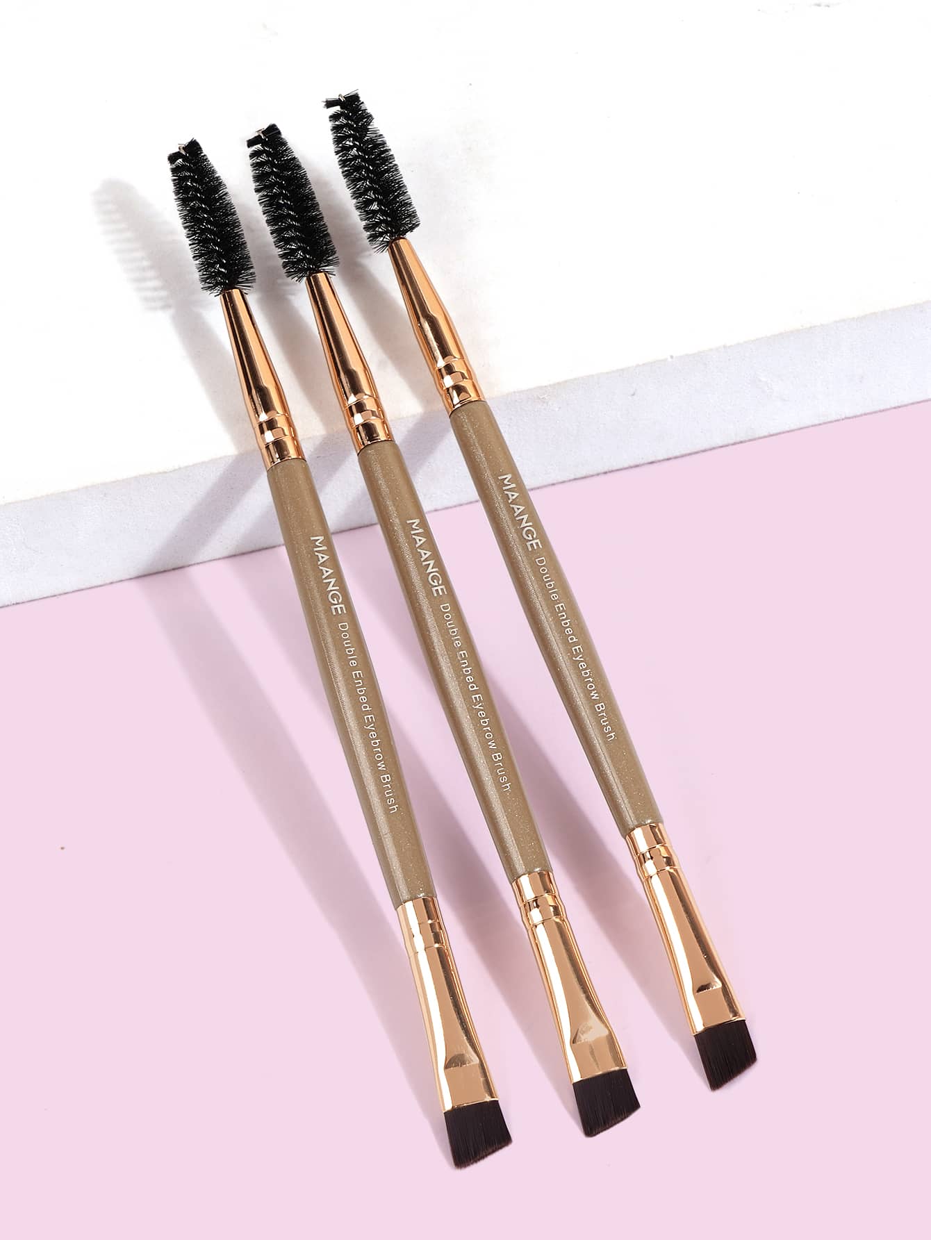 Makeup Brush Set - MAANGE 3pcs Professional Dual-Ended Eyebrow Brush