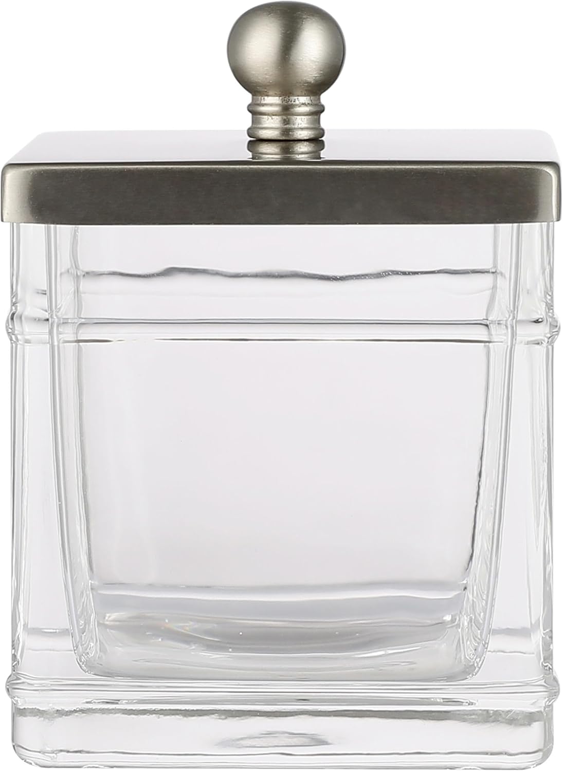 Makeup Brush Set - Elegant Glass Cotton Jar Holder with