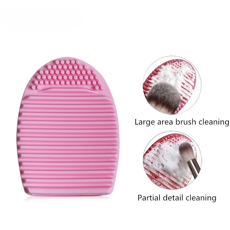 Makeup Brush Set - Pink Silicone Makeup Brush Cleaner -