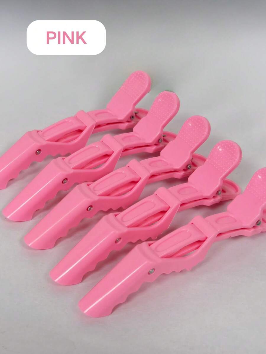 Hair Straightener - 5pcs Pink Professional Crocodile Hair Clips