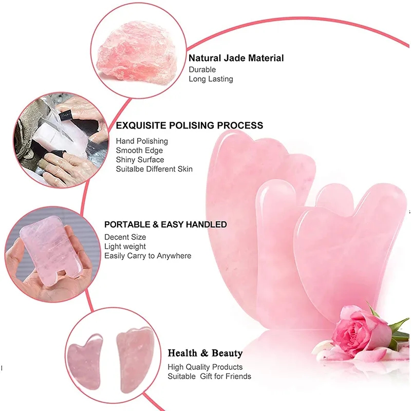 Rose Quartz Gouache Scraper Fa - Jade Roller Gua Sha のレビューと価格