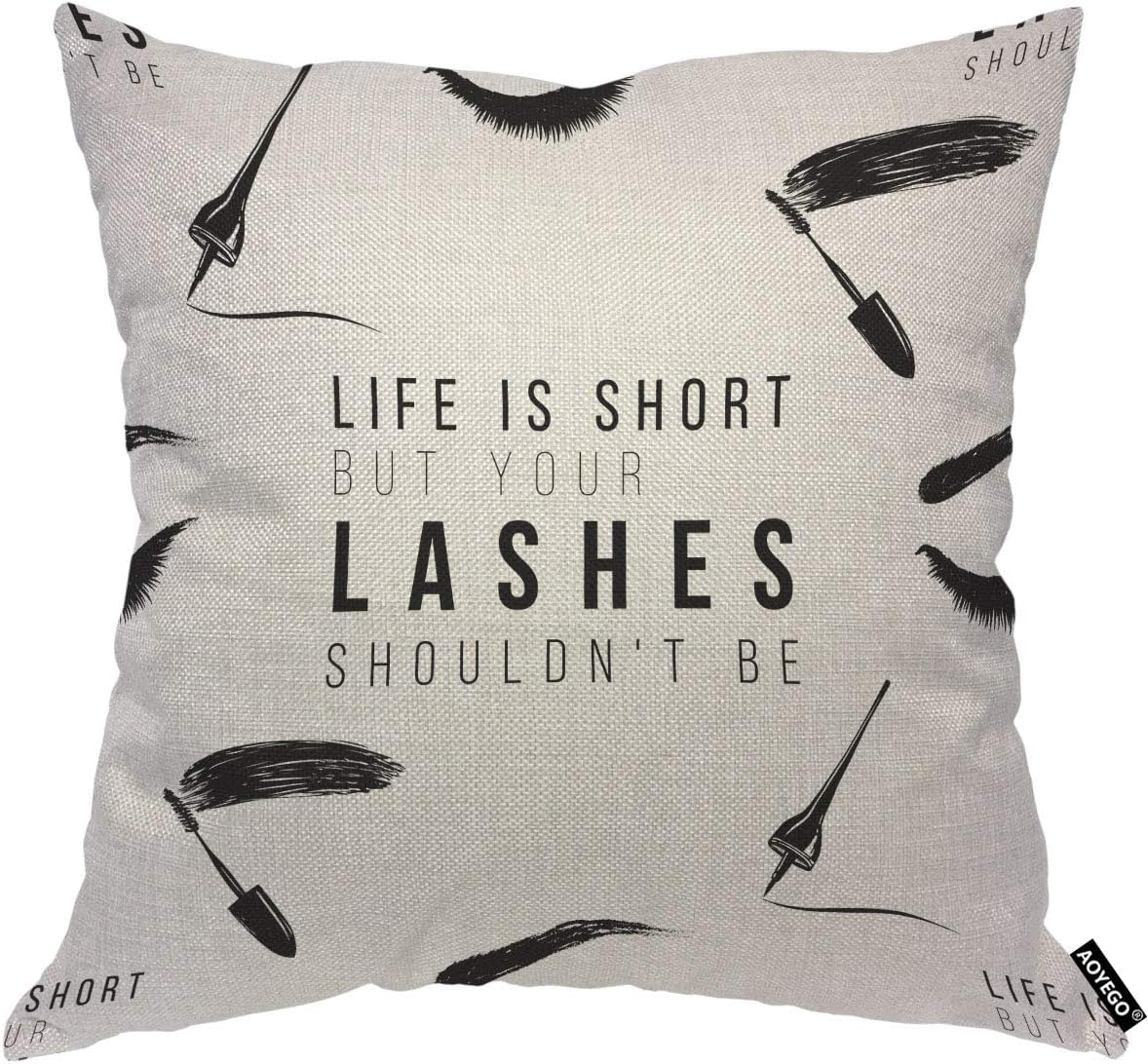 Funny Eyelash Quote Pillow Cov - Beauty Of Makeup Quotes のレビューと価格