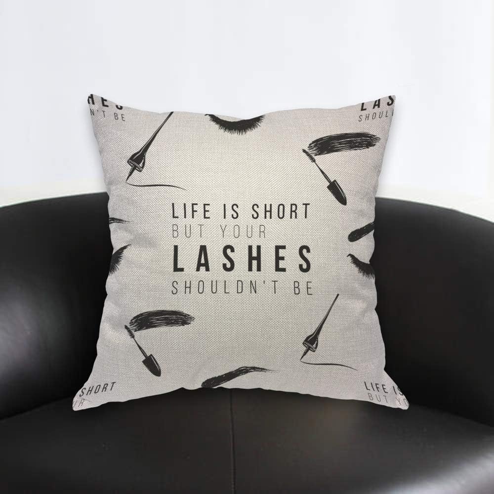 Funny Eyelash Quote Pillow Cov - Beauty Of Makeup Quotes のレビューと価格