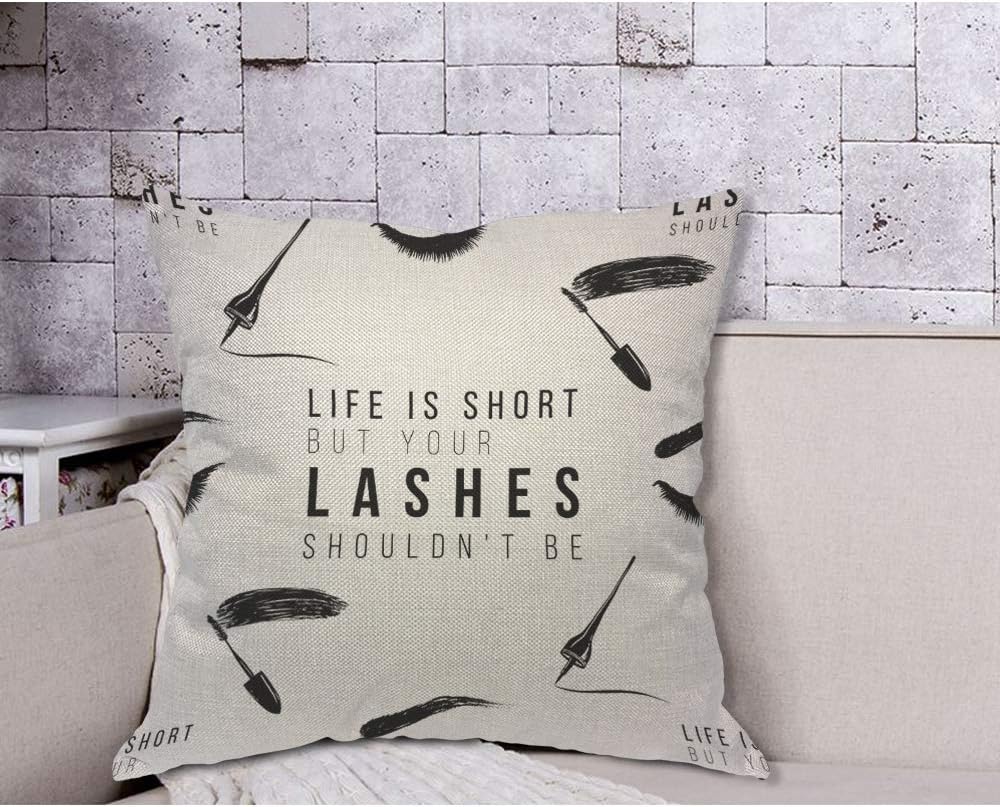 Funny Eyelash Quote Pillow Cov - Beauty Of Makeup Quotes のレビューと価格