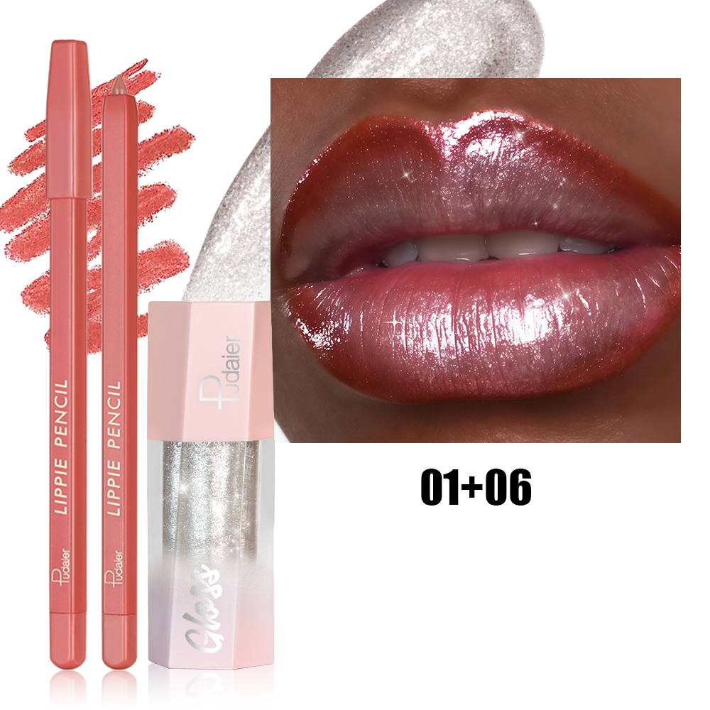 2Pcs Lip Liner & Shimmer Lip G - Lip Gloss Plumping のレビューと価格