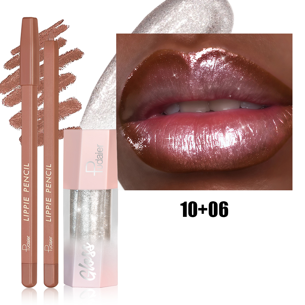 2Pcs Lip Liner & Shimmer Lip G - Lip Gloss Plumping のレビューと価格