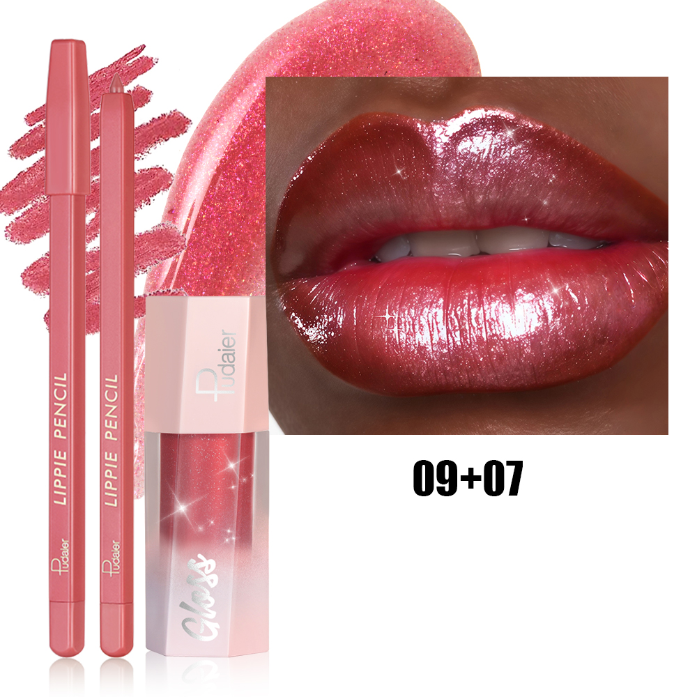 2Pcs Lip Liner & Shimmer Lip G - Lip Gloss Plumping のレビューと価格