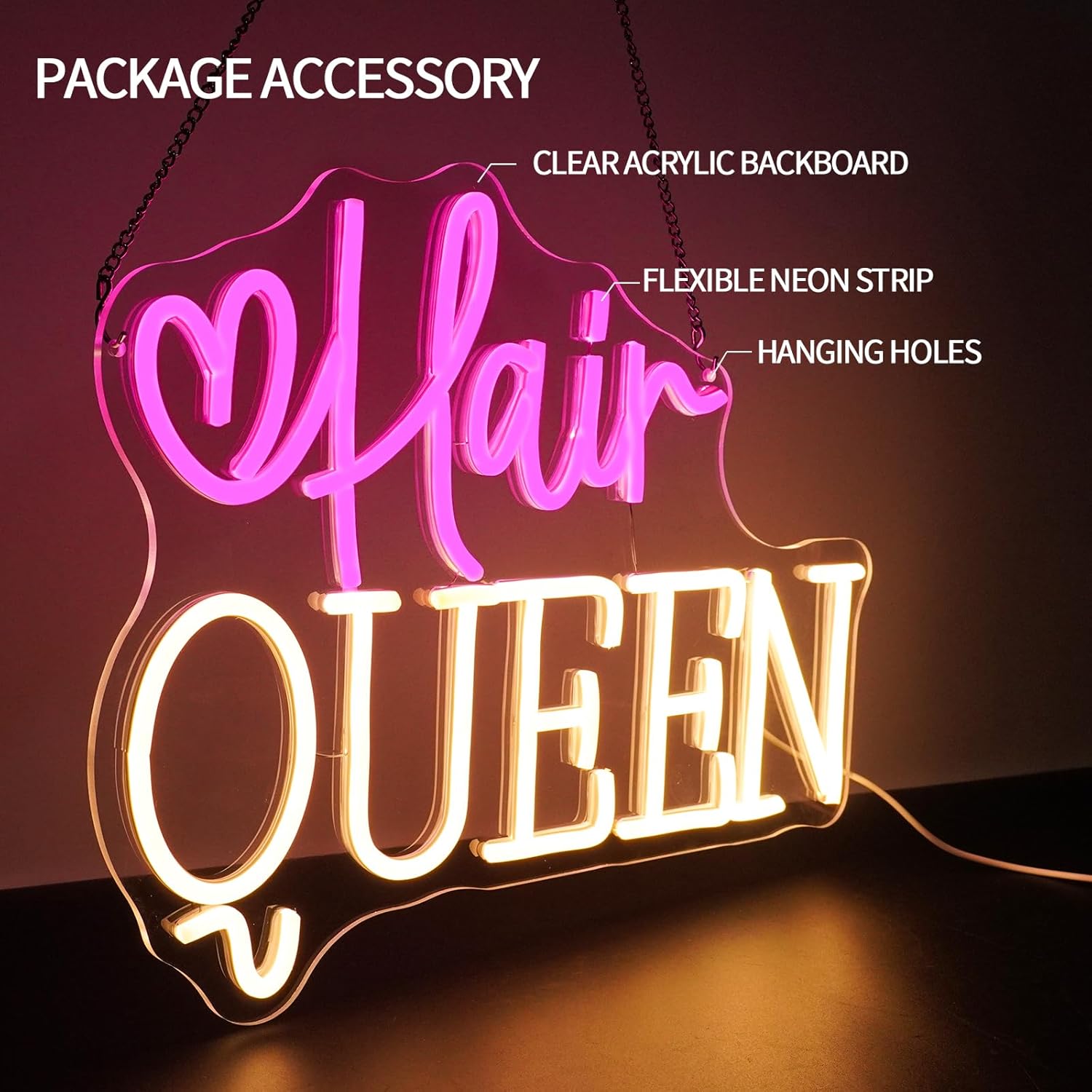 Hair Queen Neon Sign USB Power - Beauty Queen Makeup Studio のレビューと価格