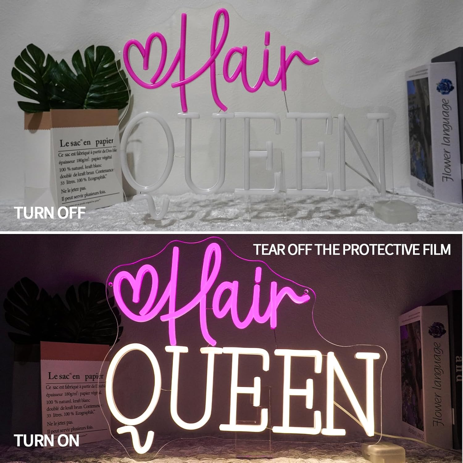 Hair Queen Neon Sign USB Power - Beauty Queen Makeup Studio のレビューと価格