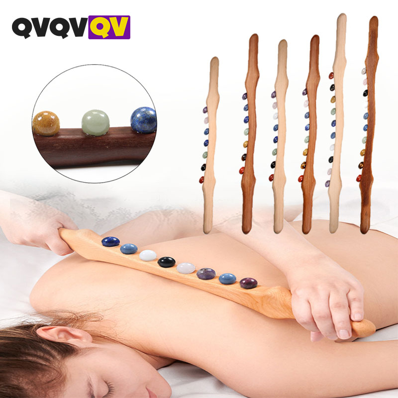 Wood Massage Stick 10 Jade Sto - Jade Roller Gua Sha のレビューと価格