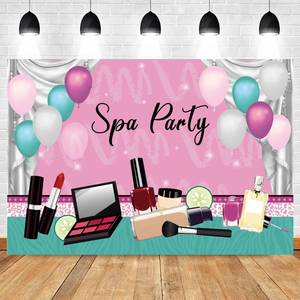 Spa Party Themed Backdrop for  - Beauty Makeup Girl のレビューと価格