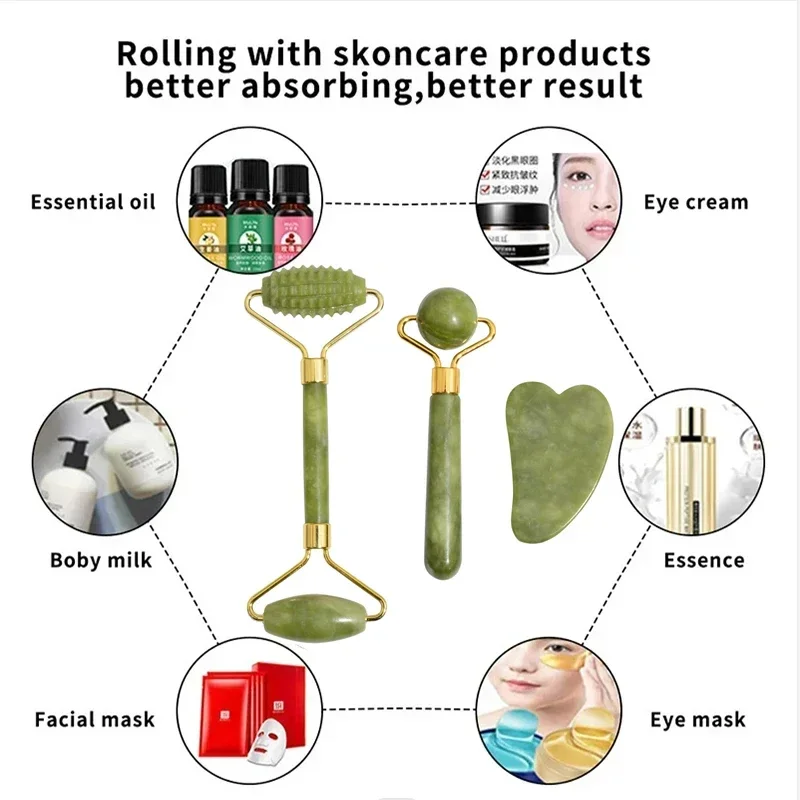 Natural Jade Roller Face Gua S - Jade Roller Gua Sha のレビューと価格