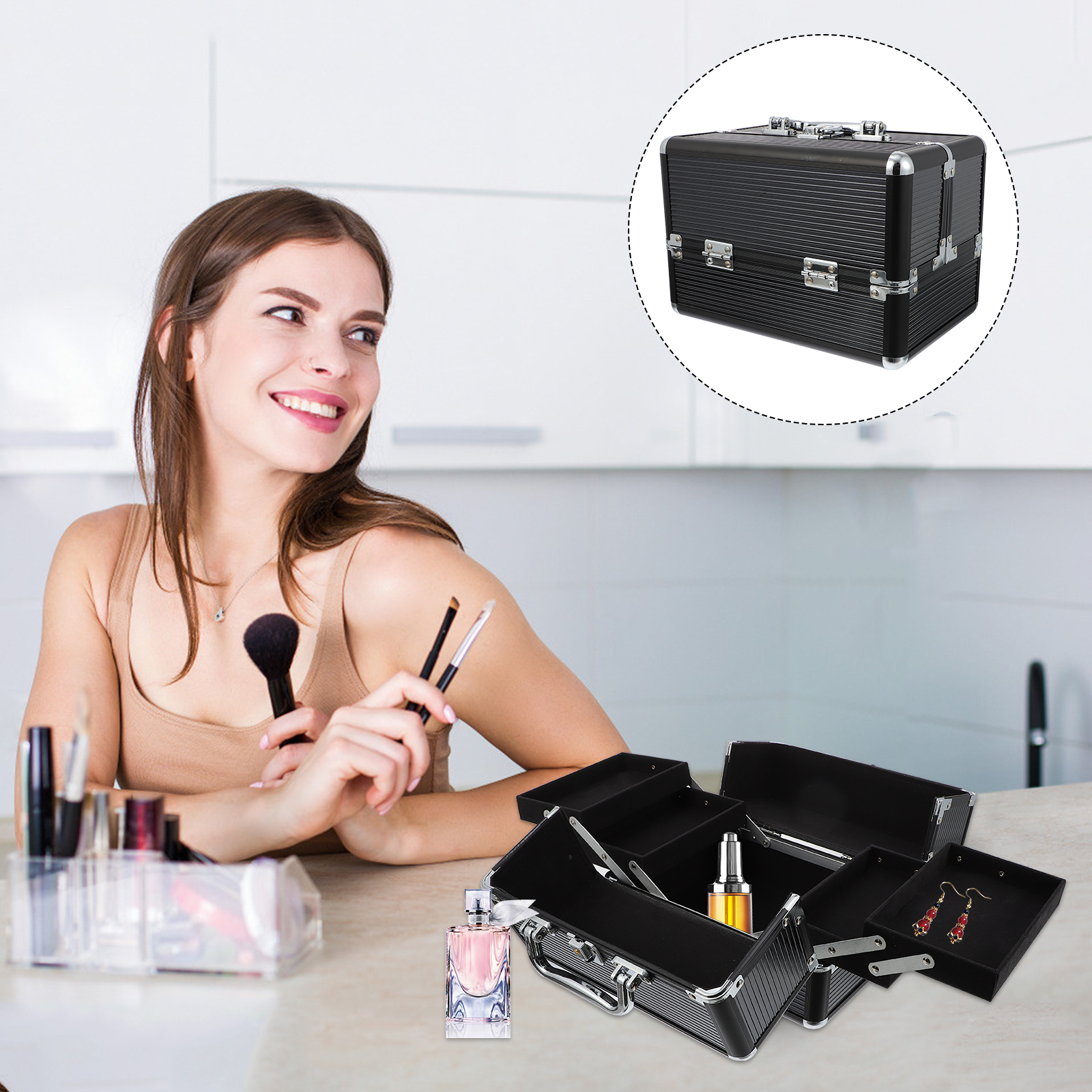 Makeup Case Handheld Storage C - Beauty Makeup Girl のレビューと価格