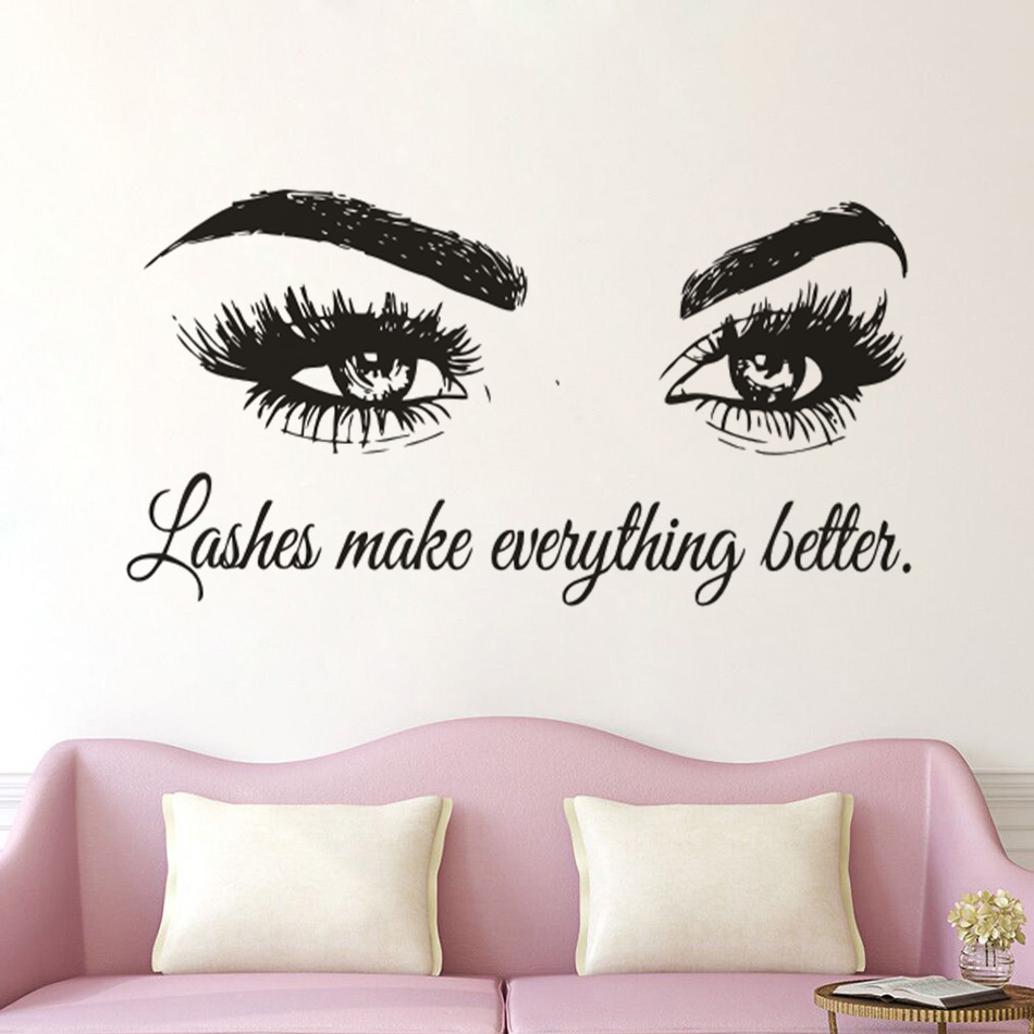 Eyelashes Vinyl Wall Decal Bea - Beauty Of Makeup Quotes のレビューと価格