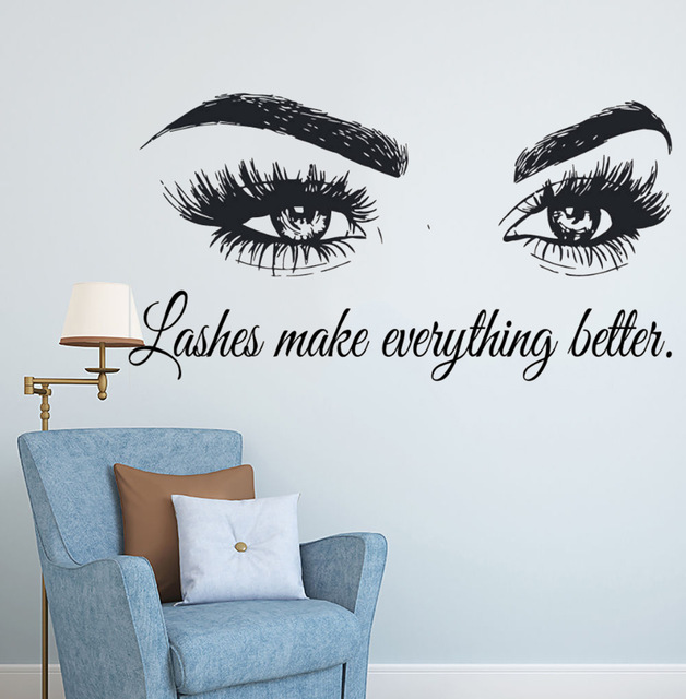Eyelashes Vinyl Wall Decal Bea - Beauty Of Makeup Quotes のレビューと価格