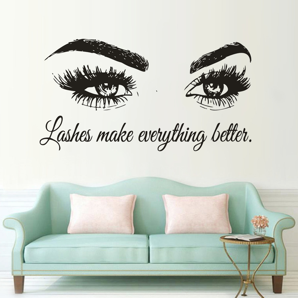 Eyelashes Vinyl Wall Decal Bea - Beauty Of Makeup Quotes のレビューと価格