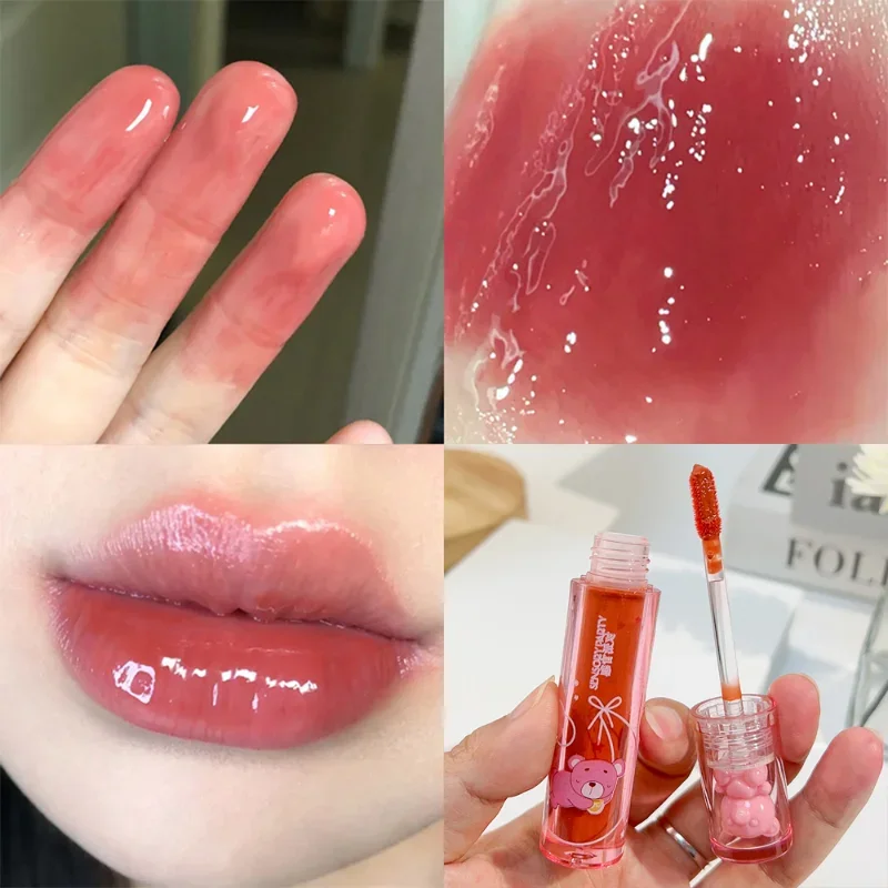 Cute Pink Bear Water Light Lip - Lip Gloss Plumping のレビューと価格